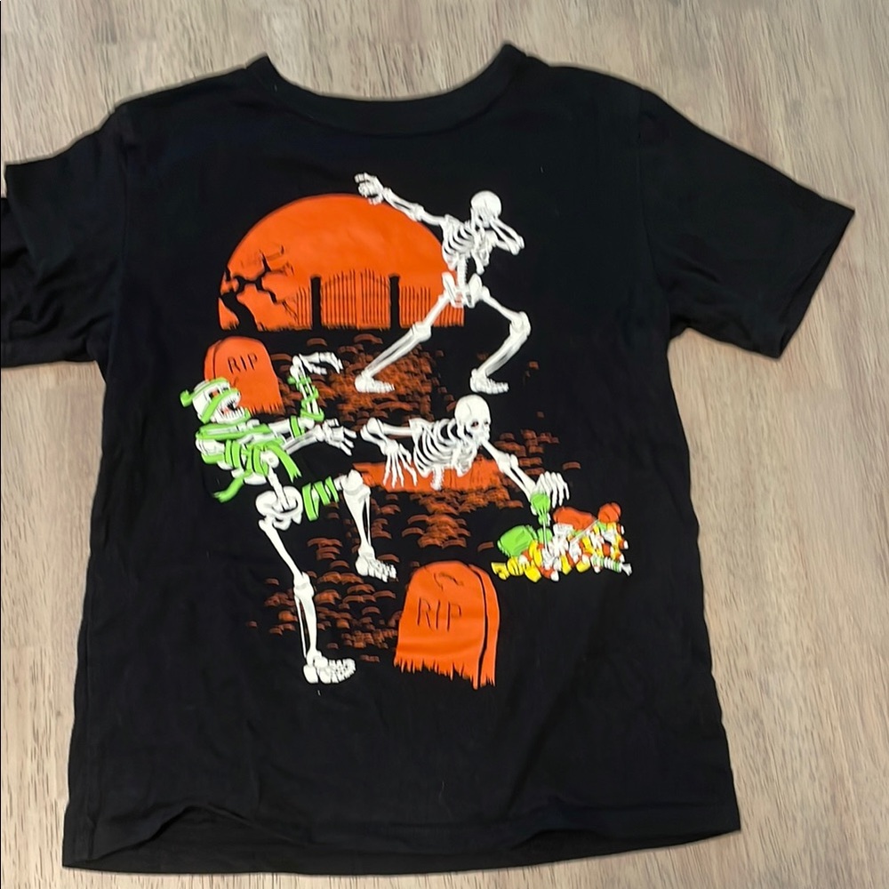 The Children's Place Black Halloween Skeleton Tee